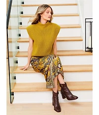 Antonio Melani Anna Printed Satin Twill Faux Wrap Skirt