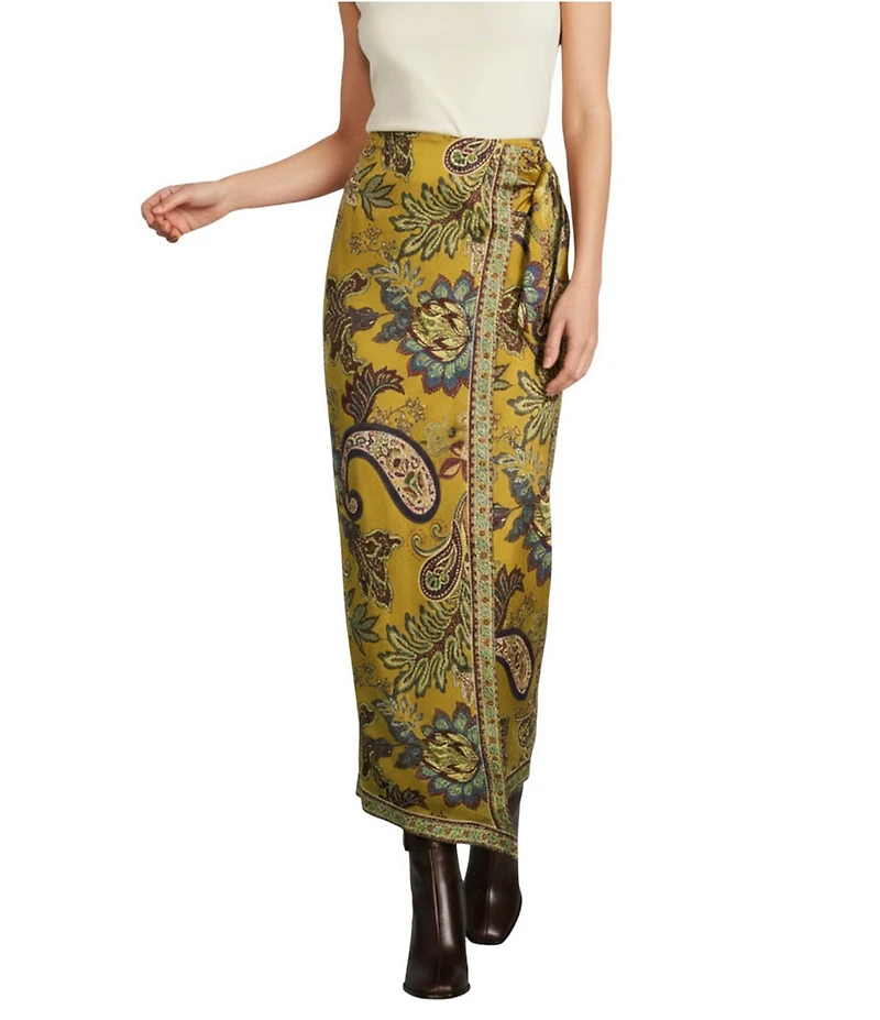 Antonio Melani Anna Printed Satin Twill Faux Wrap Skirt