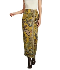 Antonio Melani Anna Printed Satin Twill Faux Wrap Skirt