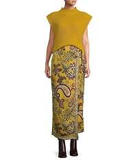 Antonio Melani Anna Printed Satin Twill Faux Wrap Skirt