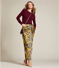 Antonio Melani Anna Printed Satin Twill Faux Wrap Skirt