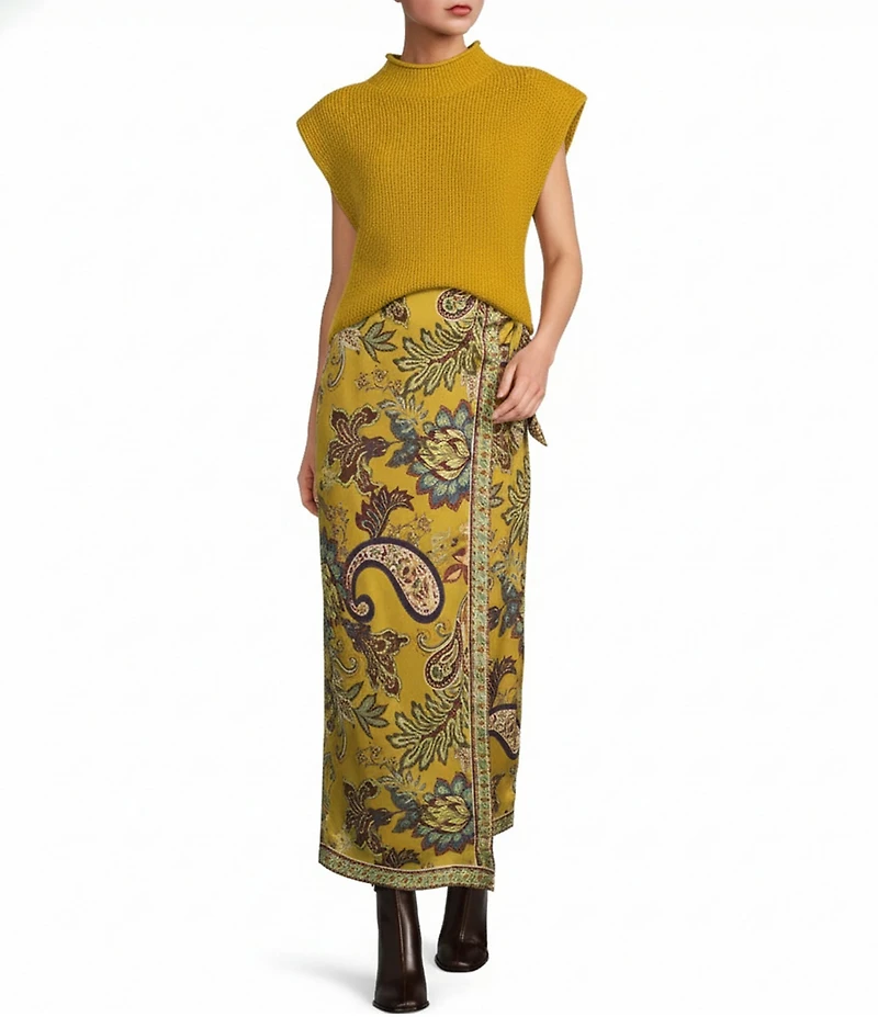 Antonio Melani Anna Printed Satin Twill Faux Wrap Skirt