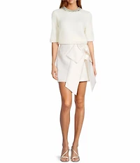 Antonio Melani Antoinette Stretch Mikado Bow Mini A-Line Skirt