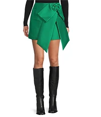 Antonio Melani Antoinette Stretch Mikado Bow Mini A-Line Skirt