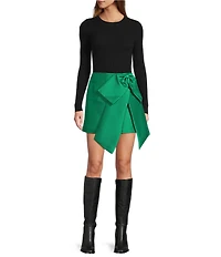 Antonio Melani Antoinette Stretch Mikado Bow Mini A-Line Skirt