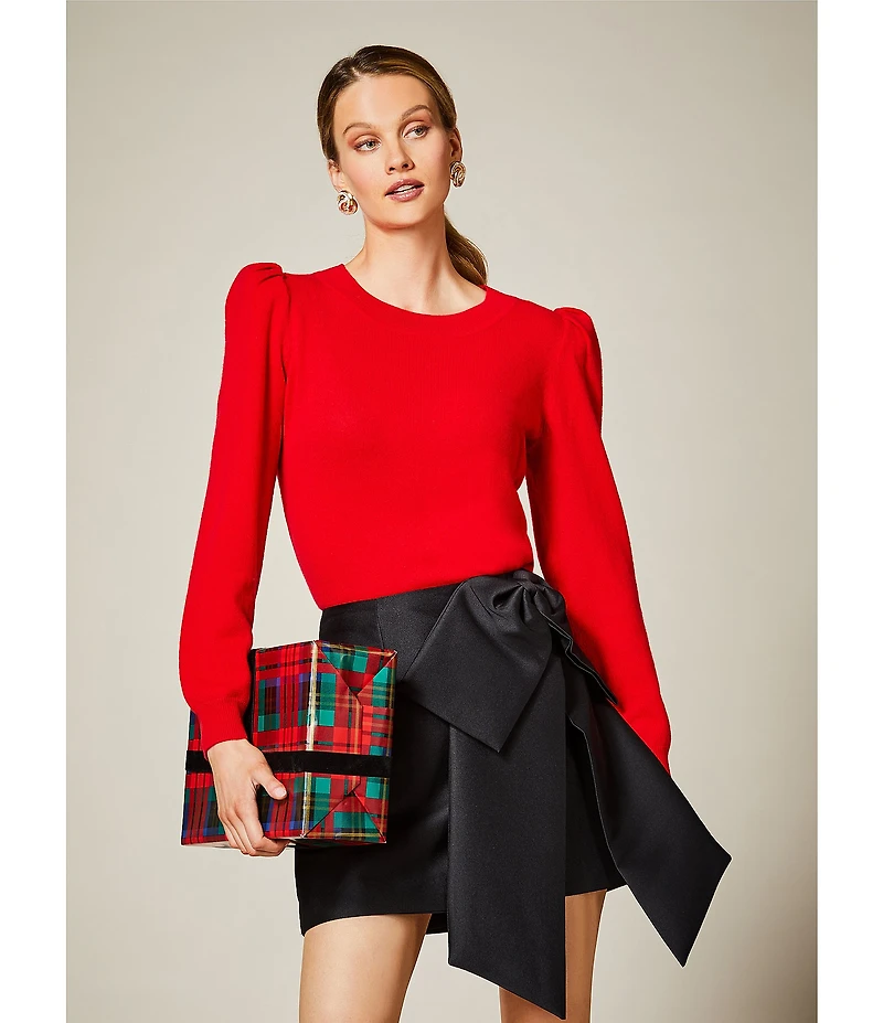 Antonio Melani Antoinette Stretch Mikado Bow Mini A-Line Skirt