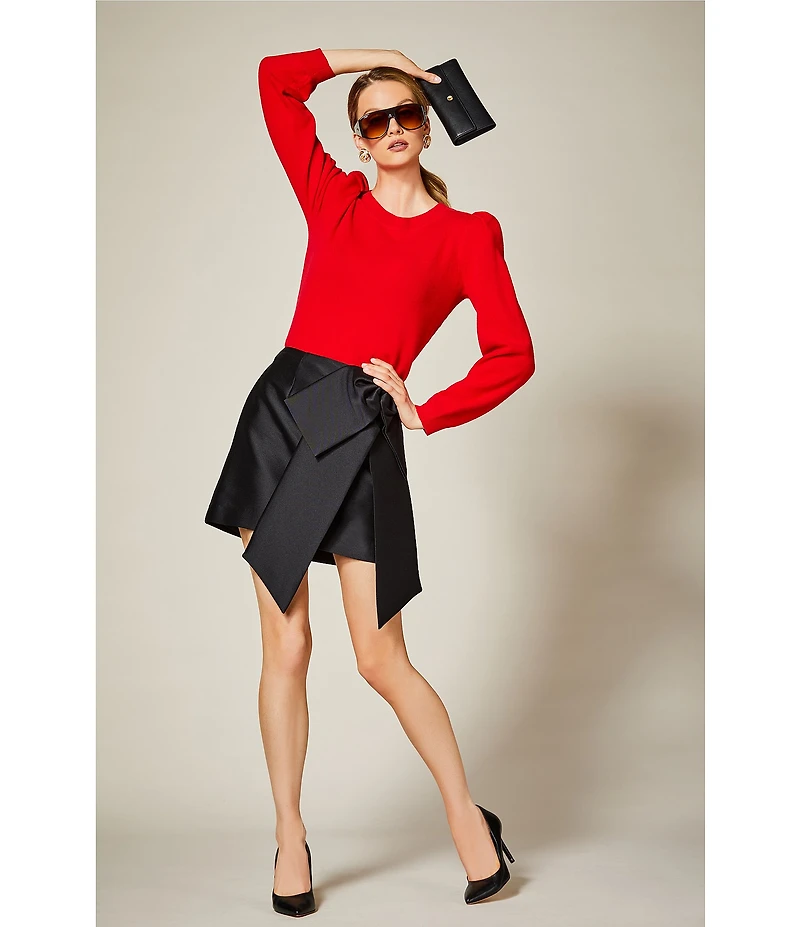 Antonio Melani Antoinette Stretch Mikado Bow Mini A-Line Skirt