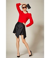 Antonio Melani Antoinette Stretch Mikado Bow Mini A-Line Skirt