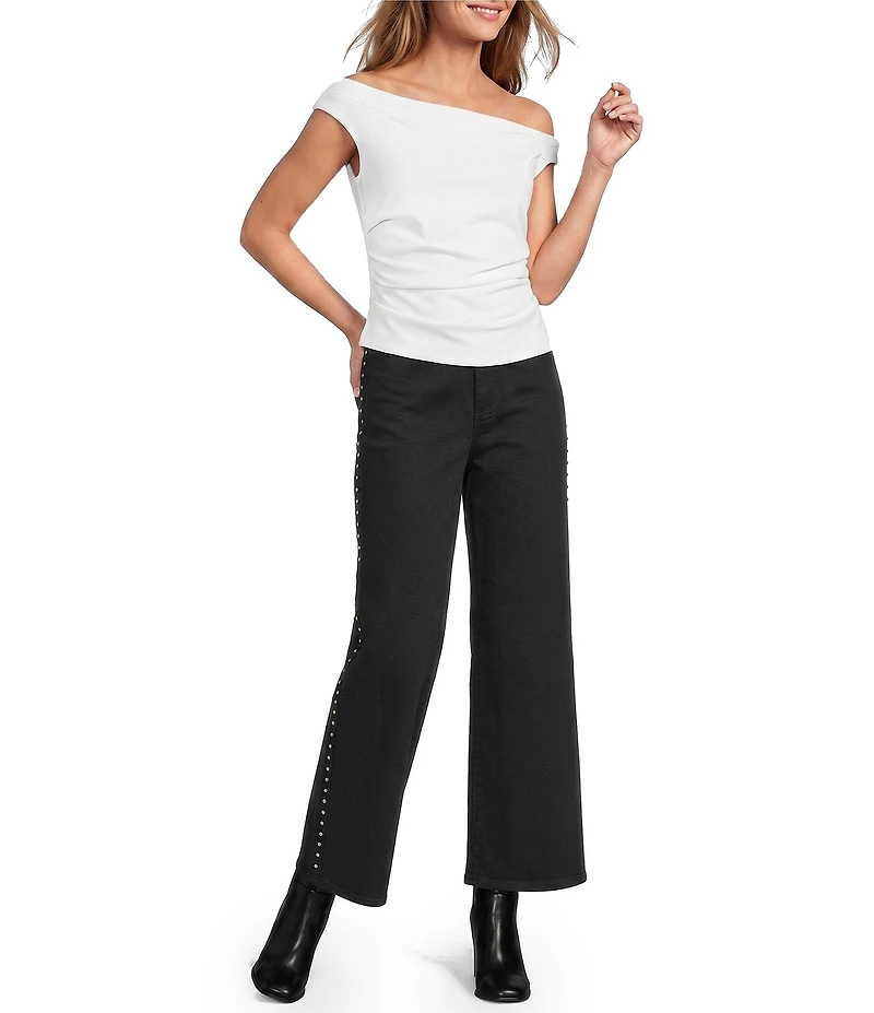 Antonio Melani Ariah Scuba Crepe Ruched Strapless Sleeveless Blouse