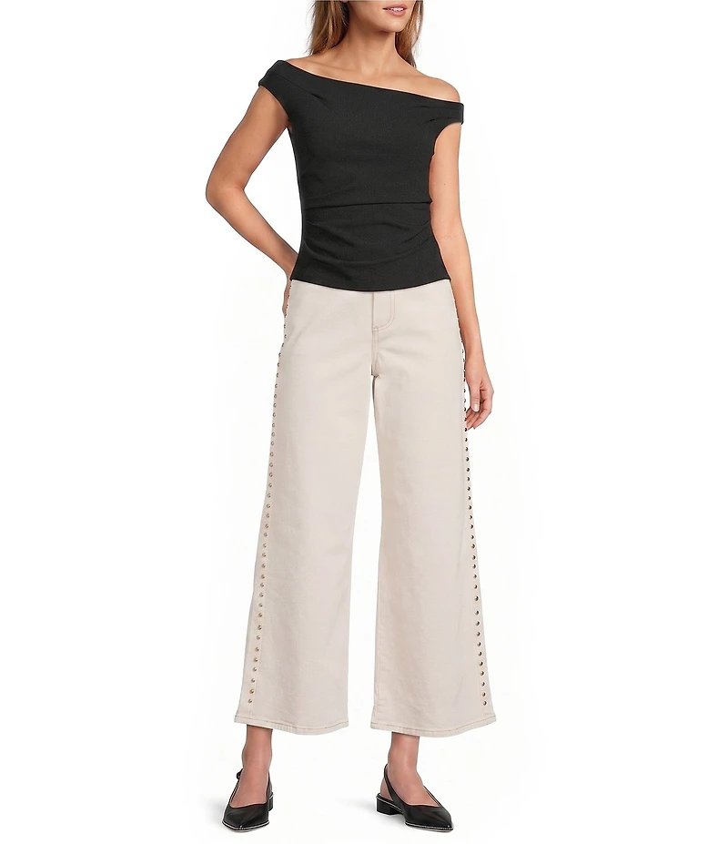 Antonio Melani Ariah Scuba Crepe Ruched Strapless Sleeveless Blouse