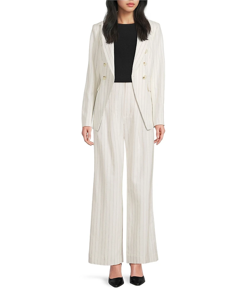 Antonio Melani Aurora Linen Notch Lapel Long Sleeve Button Front Blazer