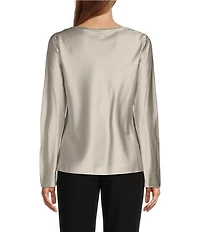 Antonio Melani Avalynn Silk Charmeuse Scoop Neck Long Sleeve Blouse