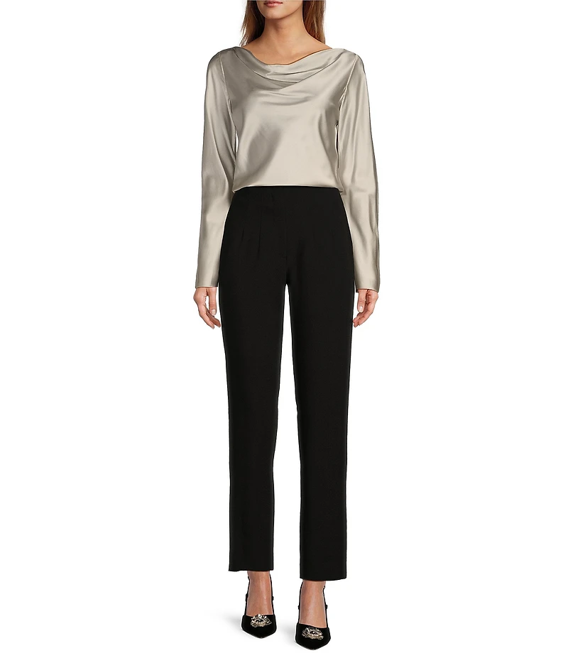 Antonio Melani Avalynn Silk Charmeuse Scoop Neck Long Sleeve Blouse