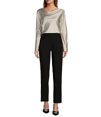 Antonio Melani Avalynn Silk Charmeuse Scoop Neck Long Sleeve Blouse