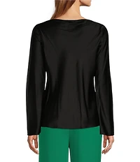 Antonio Melani Avalynn Silk Charmeuse Scoop Neck Long Sleeve Blouse