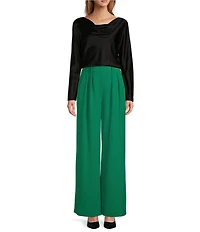 Antonio Melani Avalynn Silk Charmeuse Scoop Neck Long Sleeve Blouse