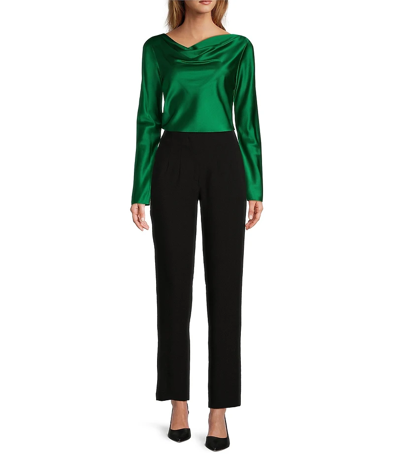 Antonio Melani Avalynn Silk Charmeuse Scoop Neck Long Sleeve Blouse