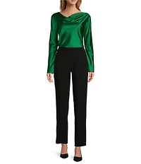 Antonio Melani Avalynn Silk Charmeuse Scoop Neck Long Sleeve Blouse
