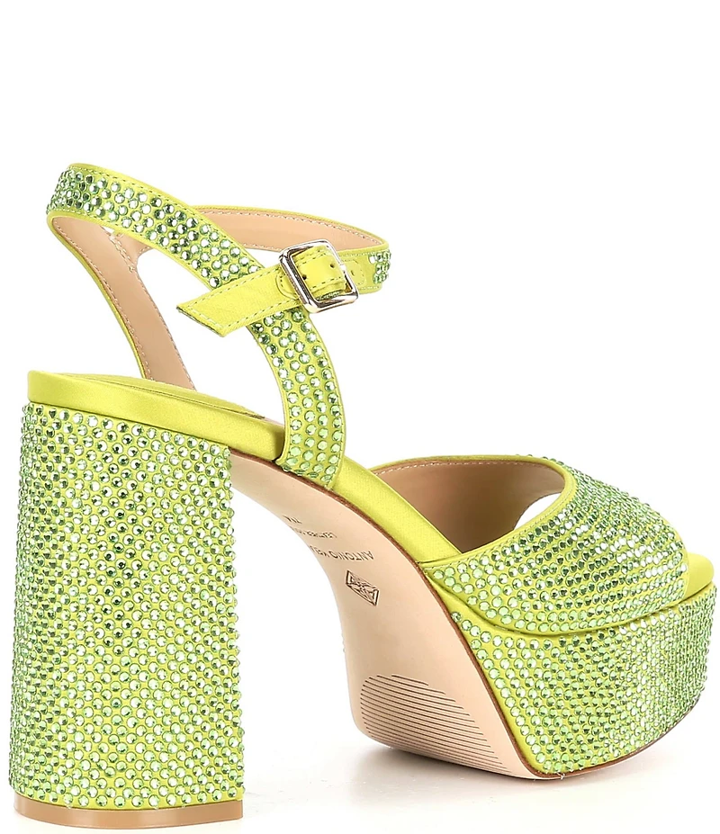 Antonio Melani Babs Rhinestone Embellished Satin Platform Dress Sandals