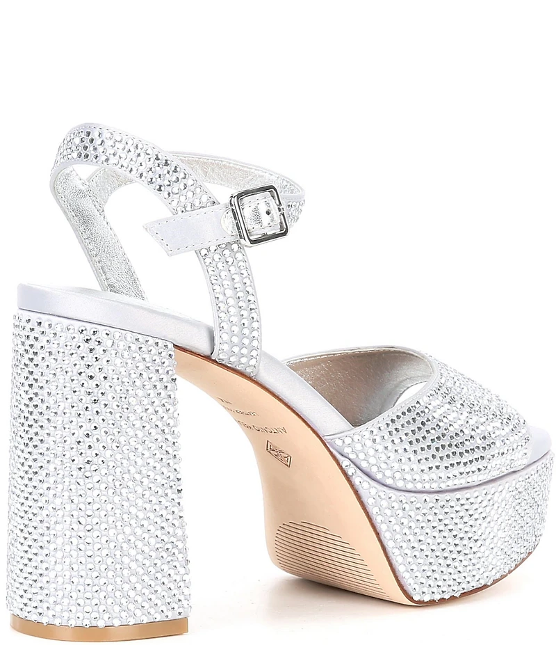 Antonio Melani Babs Rhinestone Embellished Satin Platform Dress Sandals