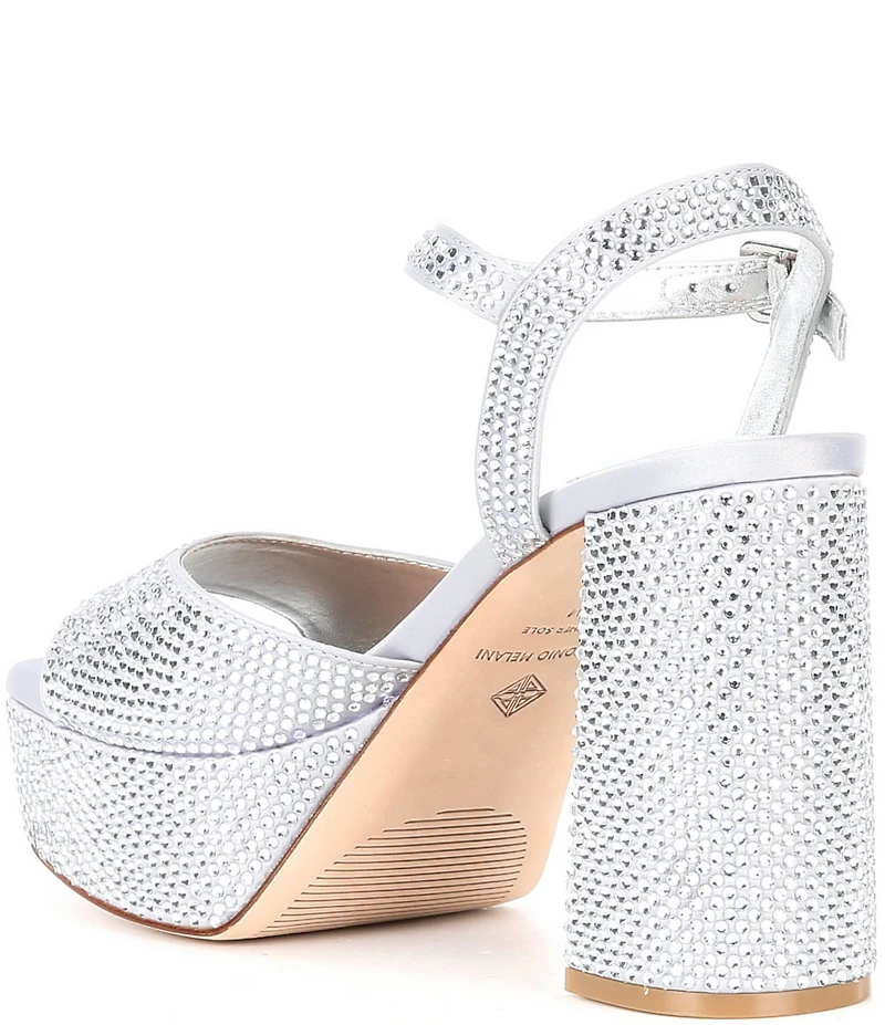 Antonio Melani Babs Rhinestone Embellished Satin Platform Dress Sandals
