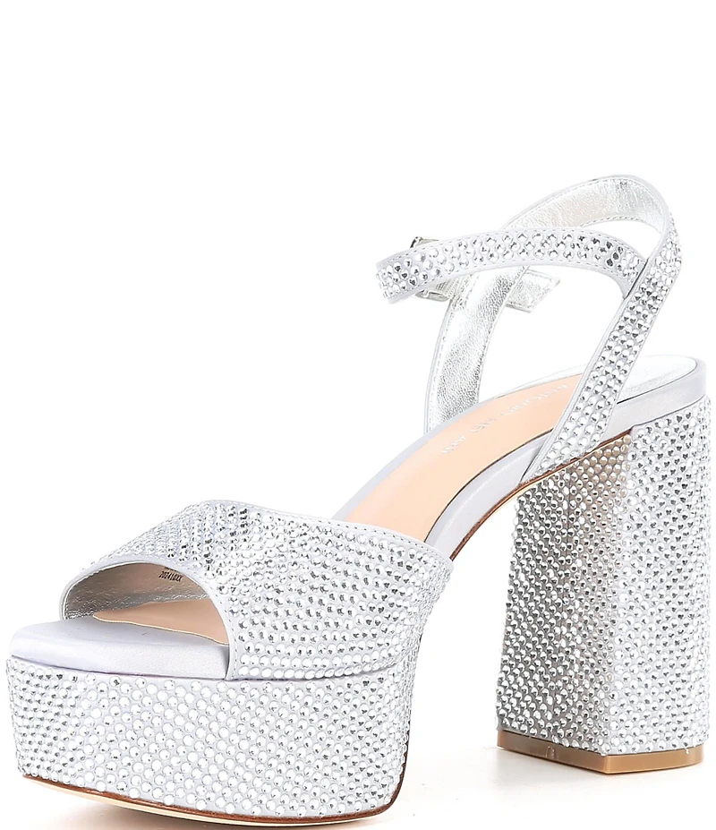 Antonio Melani Babs Rhinestone Embellished Satin Platform Dress Sandals