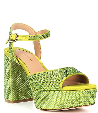 Antonio Melani Babs Rhinestone Embellished Satin Platform Dress Sandals