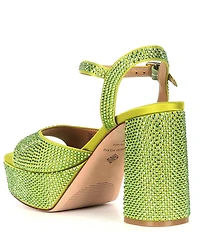 Antonio Melani Babs Rhinestone Embellished Satin Platform Dress Sandals