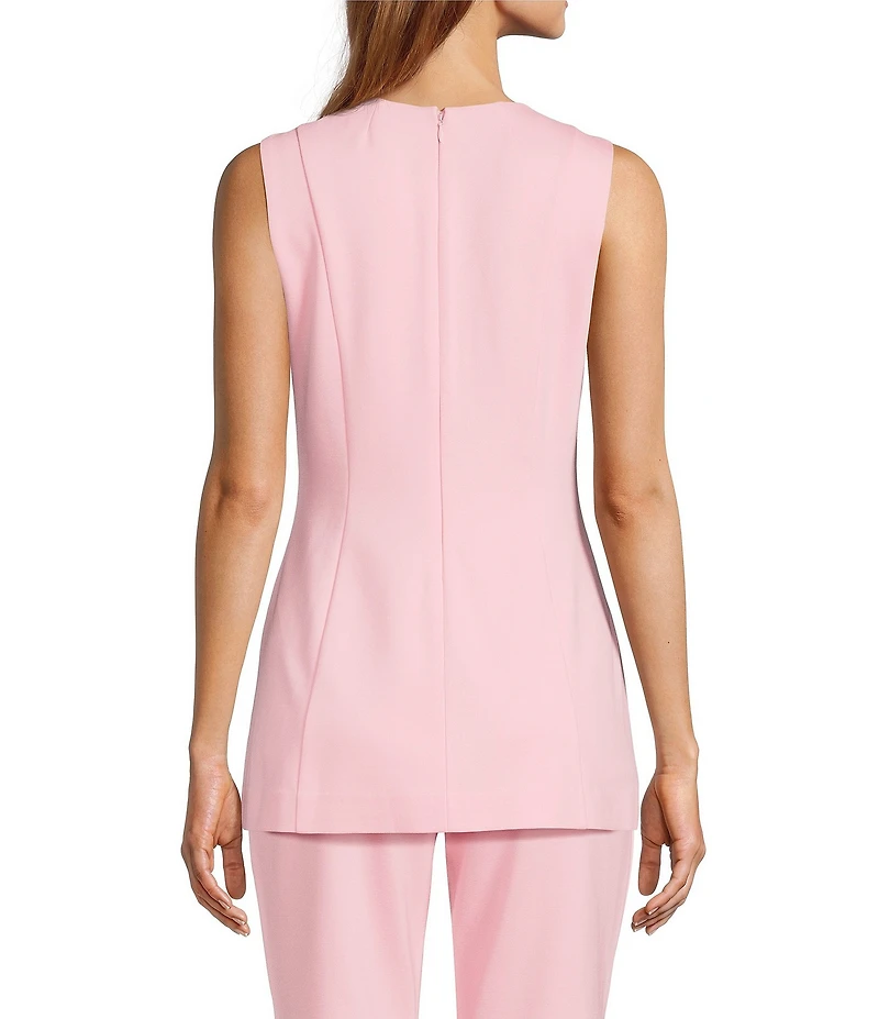 Antonio Melani Bambi Ponte Crew Neck Sleeveless Peplum Blouse