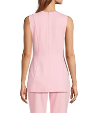 Antonio Melani Bambi Ponte Crew Neck Sleeveless Peplum Blouse