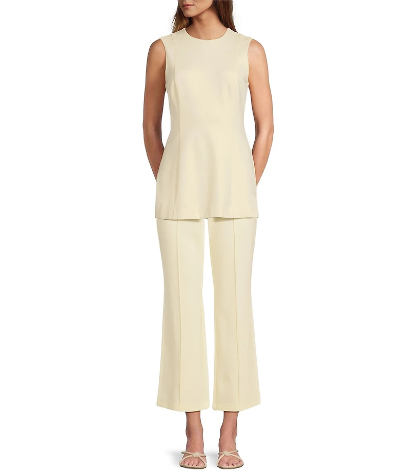 Antonio Melani Bambi Ponte Crew Neck Sleeveless Peplum Blouse