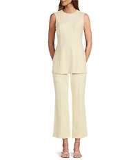 Antonio Melani Bambi Ponte Crew Neck Sleeveless Peplum Blouse