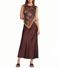 Antonio Melani Bella A-Line Coordinating Satin Maxi Skirt