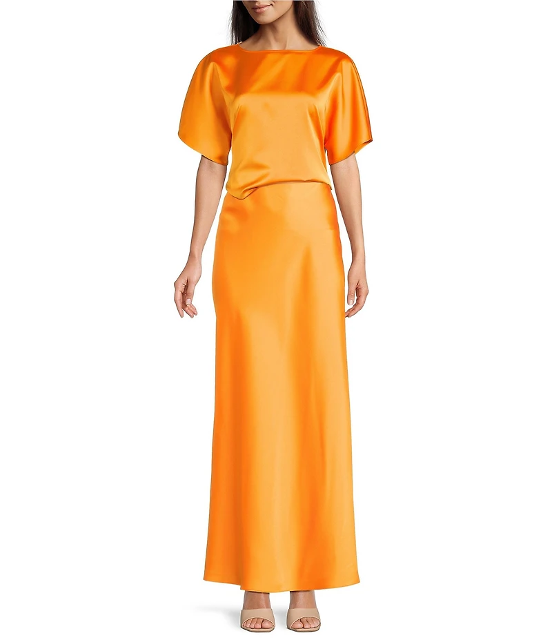 Antonio Melani Bella A-Line Coordinating Satin Maxi Skirt