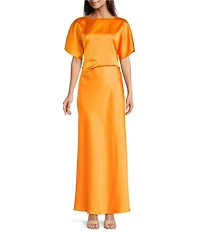 Antonio Melani Bella A-Line Coordinating Satin Maxi Skirt