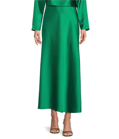 Antonio Melani Bella A-Line Coordinating Satin Maxi Skirt