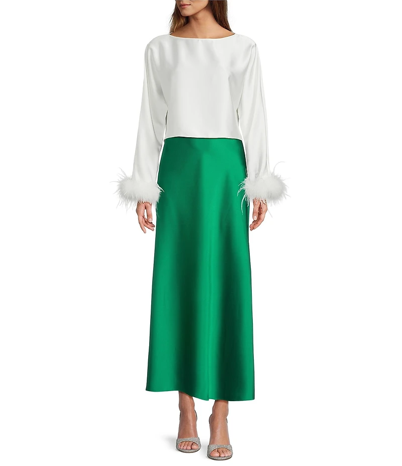 Antonio Melani Bella A-Line Coordinating Satin Maxi Skirt