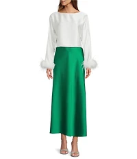 Antonio Melani Bella A-Line Coordinating Satin Maxi Skirt
