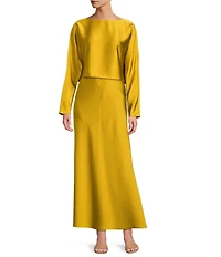 Antonio Melani Bella A-Line Coordinating Satin Maxi Skirt