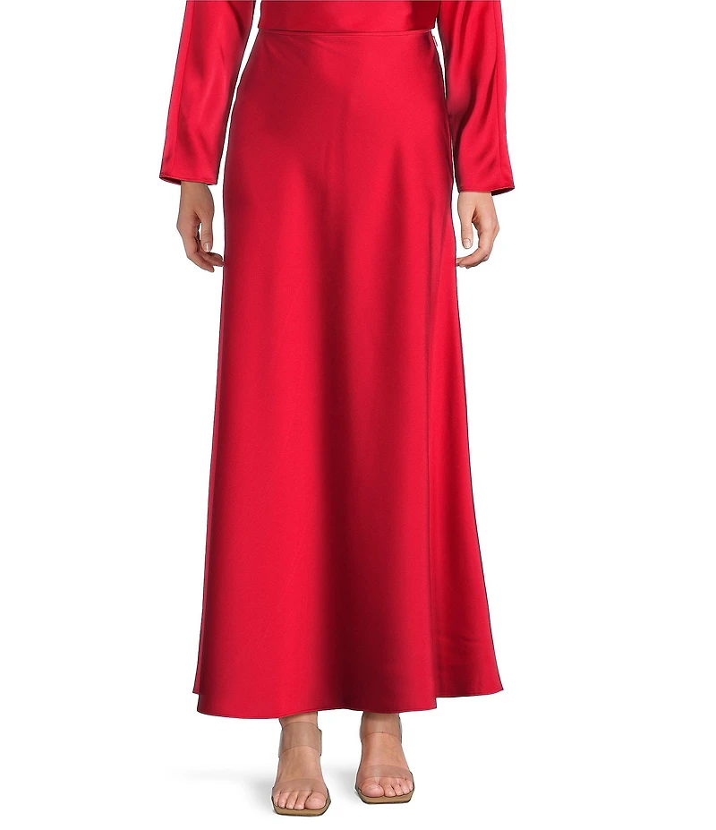 Antonio Melani Bella A-Line Satin Maxi Skirt