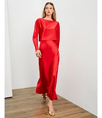 Antonio Melani Bella A-Line Satin Maxi Skirt