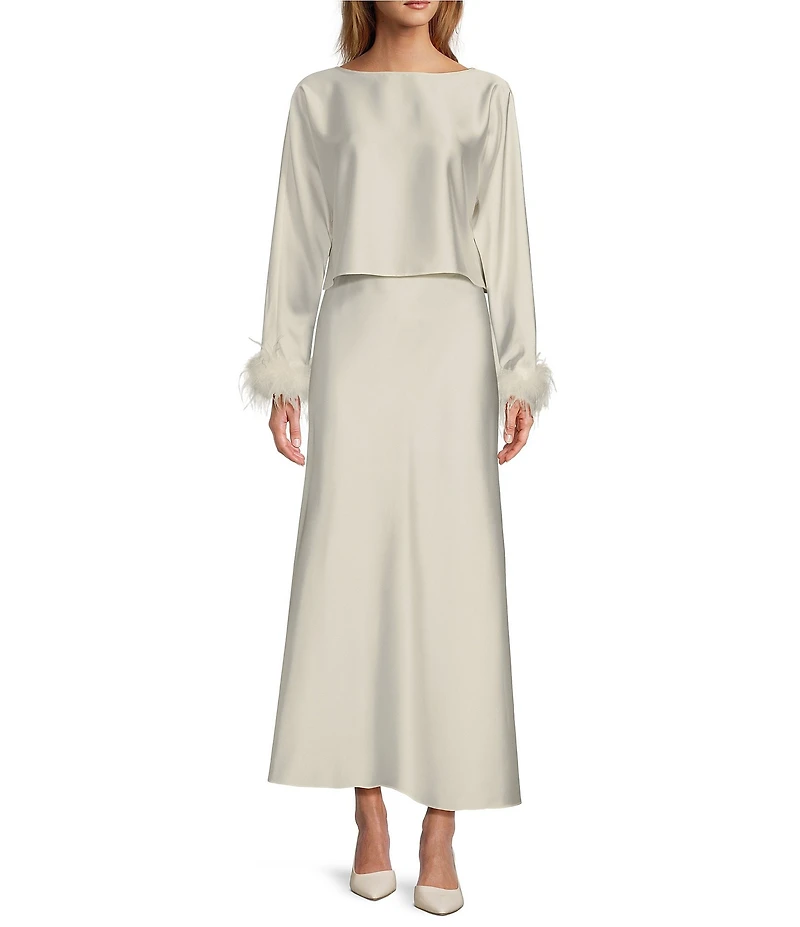 Antonio Melani Bella A-Line Satin Maxi Skirt