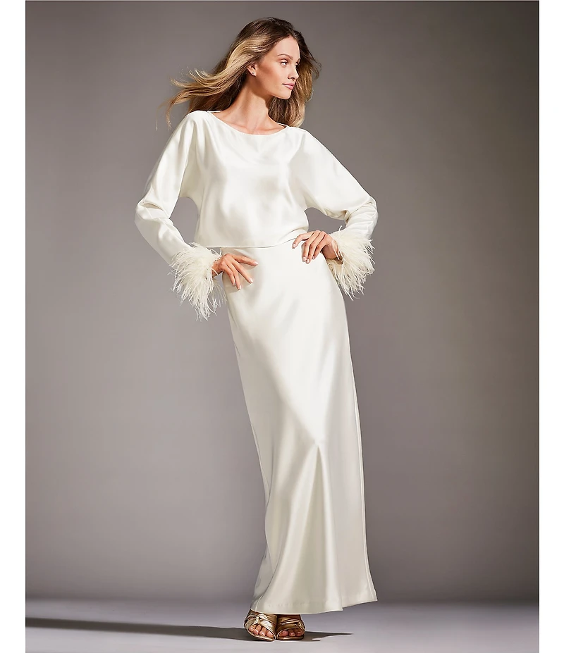 Antonio Melani Bella A-Line Satin Maxi Skirt