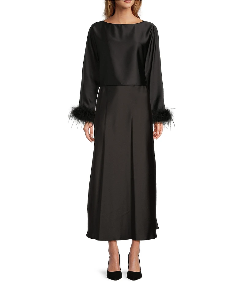 Antonio Melani Bella A-Line Satin Maxi Skirt