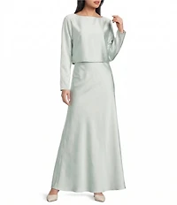 Antonio Melani Bella A-Line Coordinating Satin Maxi Skirt