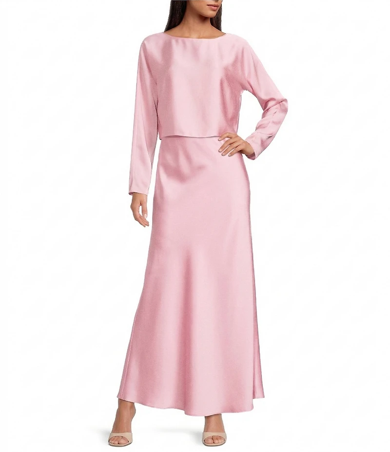 Antonio Melani Bella A-Line Coordinating Satin Maxi Skirt