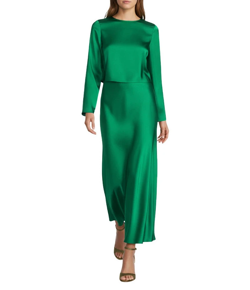 Antonio Melani Bella A-Line Coordinating Satin Maxi Skirt