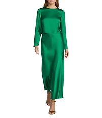 Antonio Melani Bella A-Line Coordinating Satin Maxi Skirt