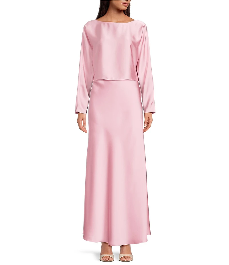 Antonio Melani Bella Drapey Satin A-Line Maxi Skirt