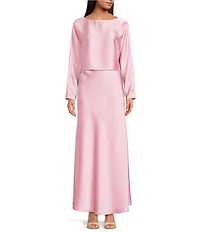 Antonio Melani Bella Drapey Satin A-Line Maxi Skirt